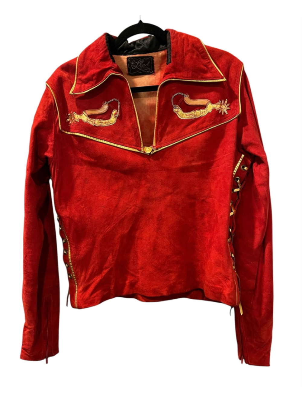 VTG 1960s TONY VLAD Chicago Custom Red Suede Western Pullover Jacket Wyoming